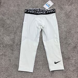 New! Boys White Nike Pro 3/4 tights size M